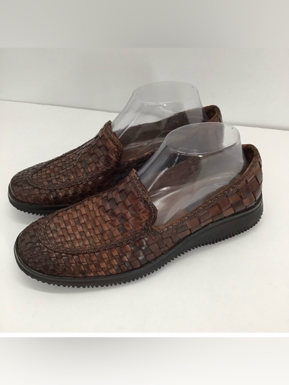 Sesto Meucci Women’s Woven Leather Loafer Shoes Business Casual Brown Size 8.5 N